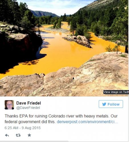 В Колорадо оранжевая от токсинов вода в реке достигла соседнего штата