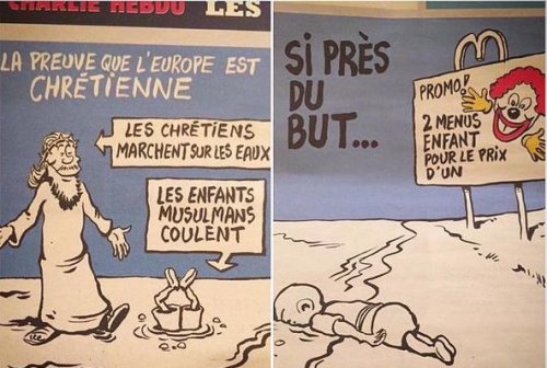 Charlie Hebdo опубликовал карикатуру на утонувшего мальчика из Сирии