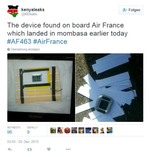 Власти Кении подтвердили, что на борту самолёта Air France была бомба