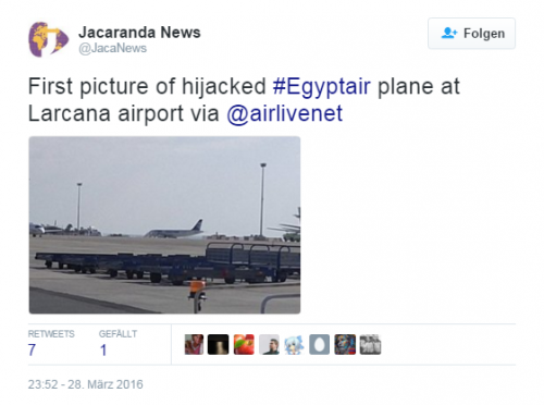Самолет, захваченный неизвестными, сел в аэропорту Ларнаки на Кипре