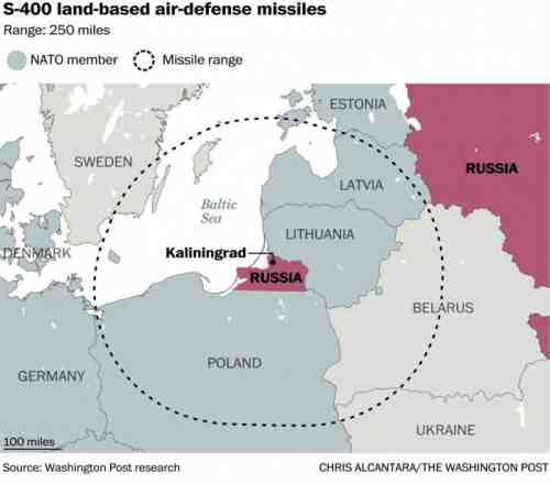 Washington Post показала зоны поражения российских ракет, размещенных в Калининградской области 